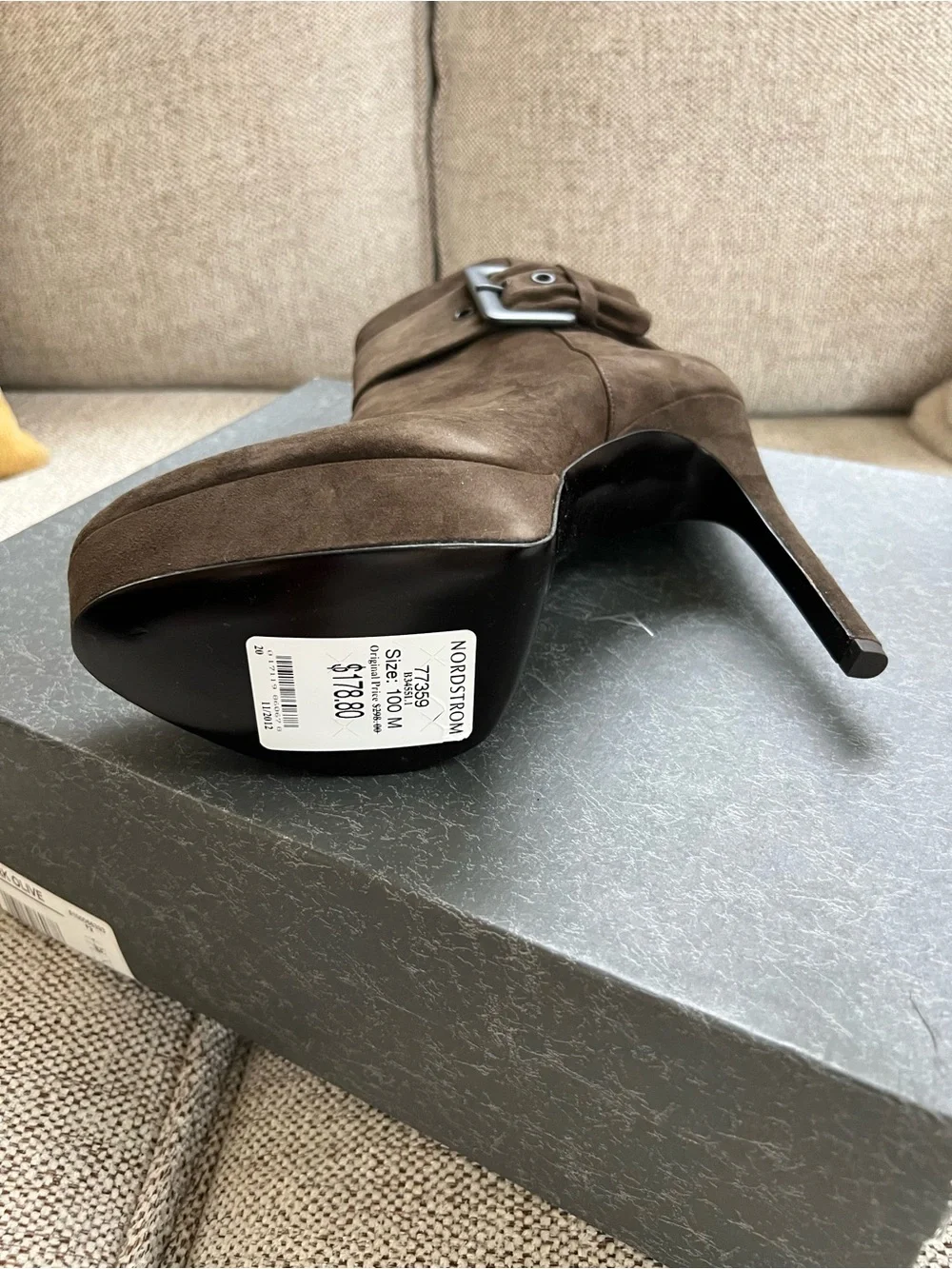 Via Spiga Dark Olive Suede platform  Ankle Bootie V- Demetra